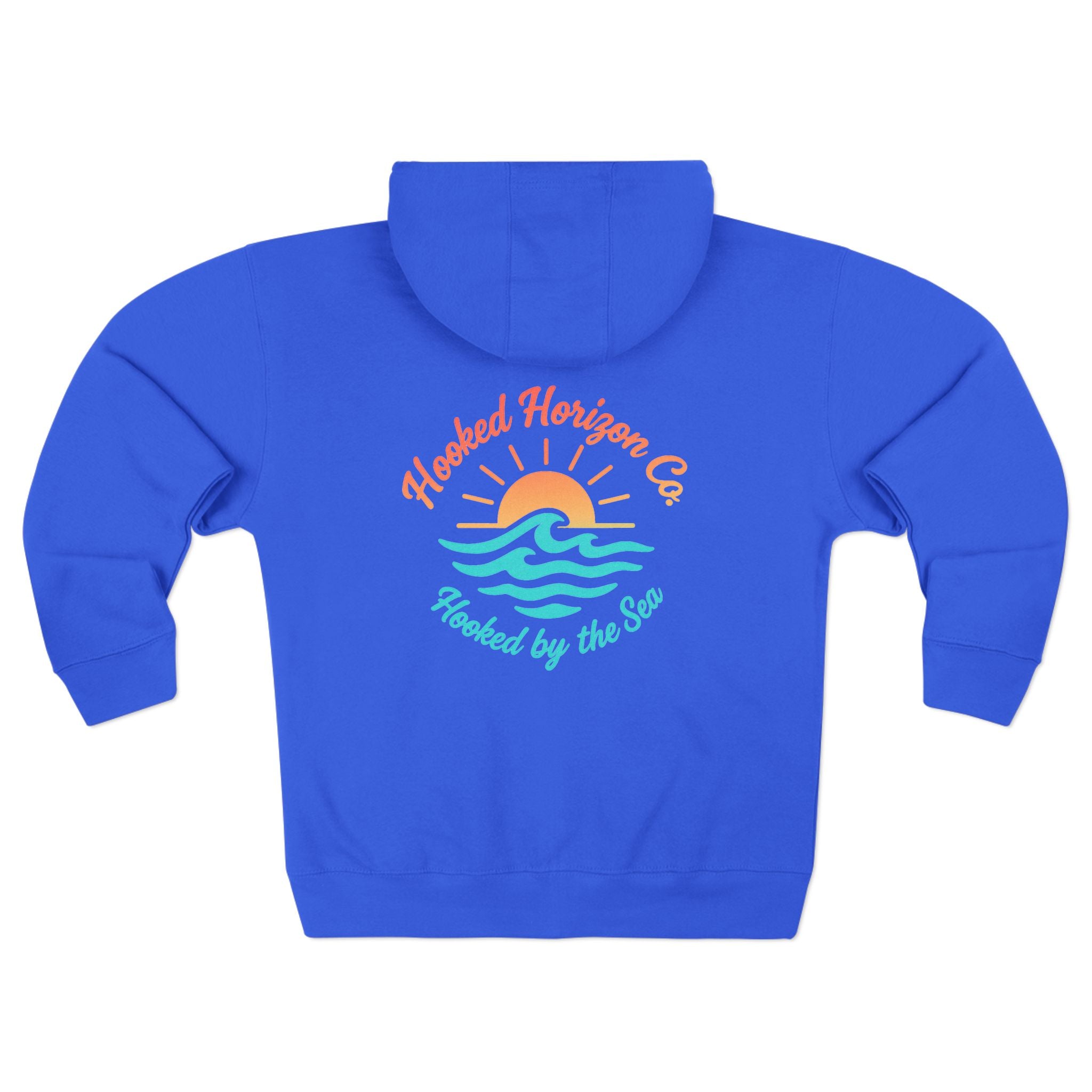 Wave & Sun Deep Drift– "Hooked By The Sea" Hooked Horizon Co. Unisex Zip Hoodie for Ocean Lovers, Nautical Fashion, Cool Weather Gear, Everyday Comfort, Perfect Gift