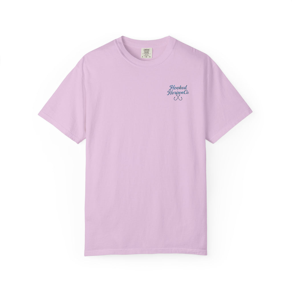 Mahi Mahi Hooked Horizon Co. — "Chasing Legends" Deep Drift Fishing Graphicishing Tee for Angler Lovers, Shark Lovers, Ocean Tee