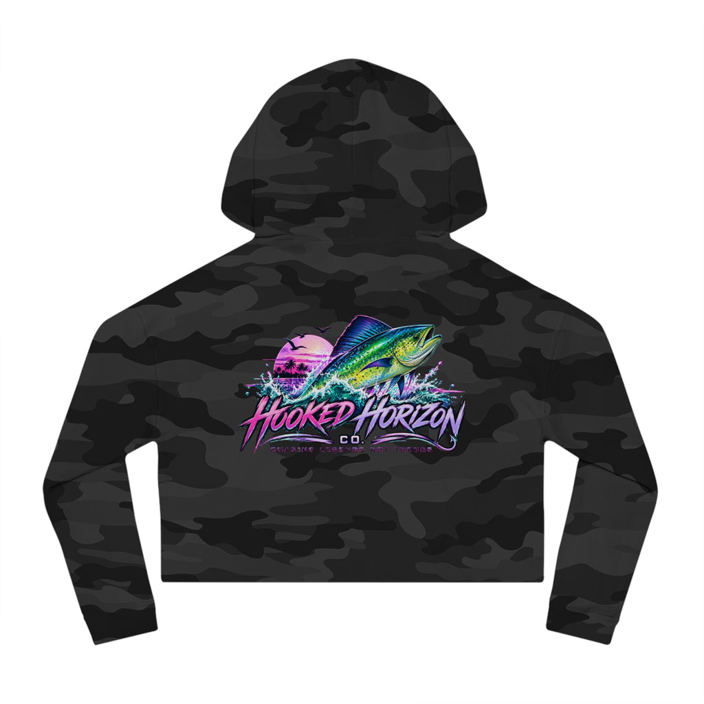 Mahi Color Cropped Hoodie — Hooked Horizon Fishing Graphic