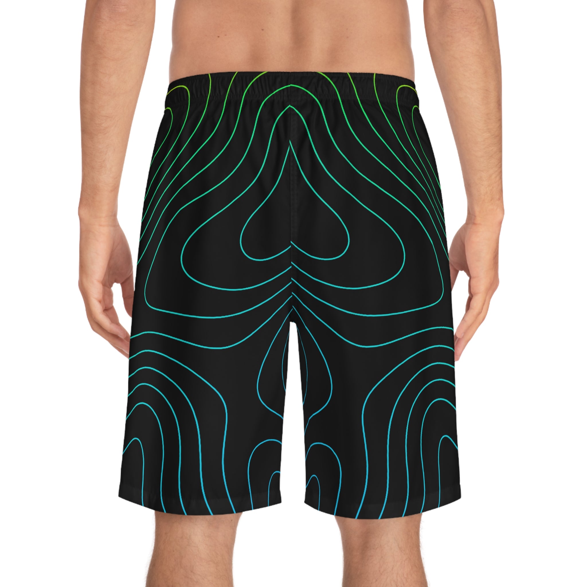 Topography Wave Men's Ocean-Inspired Board Shorts, Swimwear for Beach Days, Summer Vacations, Pool Parties, Surfing Attire, Water Sports
