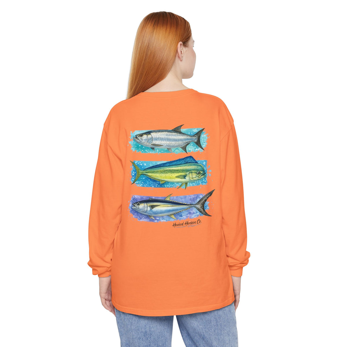 Chasing Legends Tarpon, Mahi Mahi, TunaSaltwater Fish Long Sleeve Tee — Hooked Horizon Co. Graphic Shirt