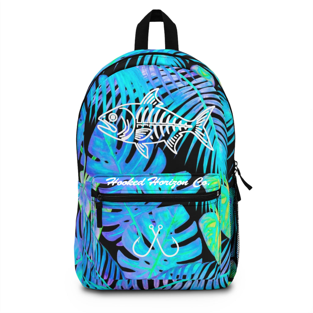 Tropical Fish Skeleton Backpack – 'Hooked Horizon Co.' Blue Leaf Beach Bag