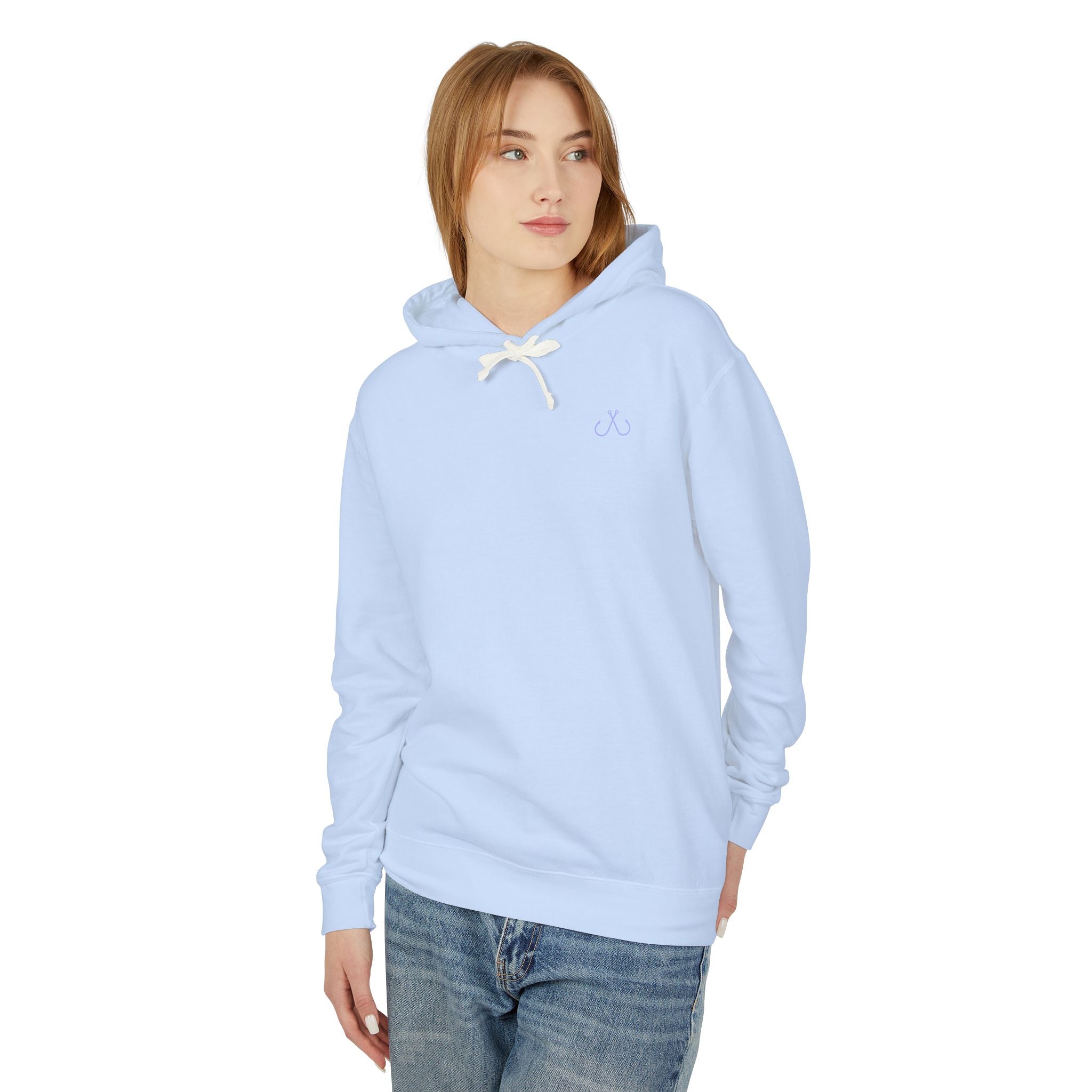 Purple To Blue Hooked Horizon Co Unisex Lightweight Hoodie with Deep Drift Design | Perfect for Fishermen, Beach Lovers, Casual Outings, Gift for Him/Her, Nautical Style,  Ocean Lover Gifts