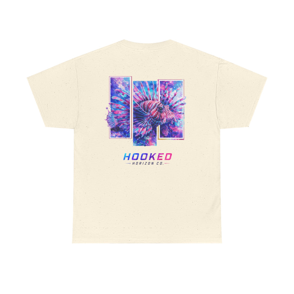 Lion Fish Hooked Horizon Co Tee—Ocean Graphic Tee — "Beloved" Ray Design