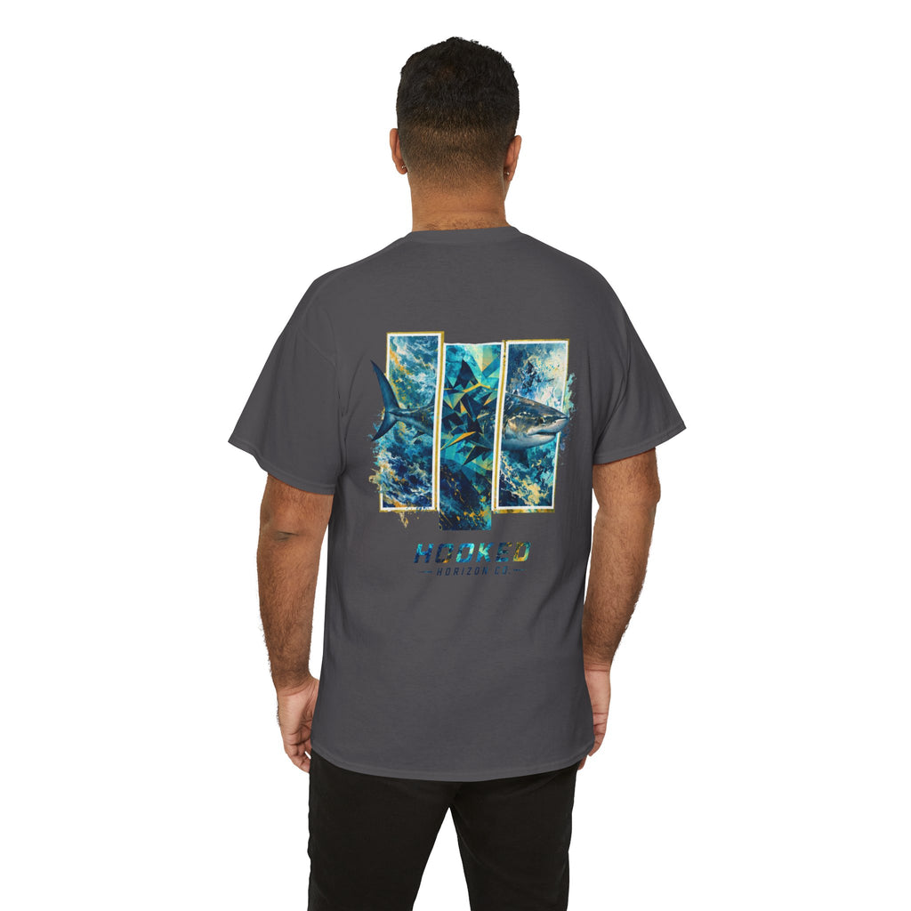 Bull Shark Hooked Horizon Co Tee—Ocean Graphic Tee — "Beloved" Ray Design