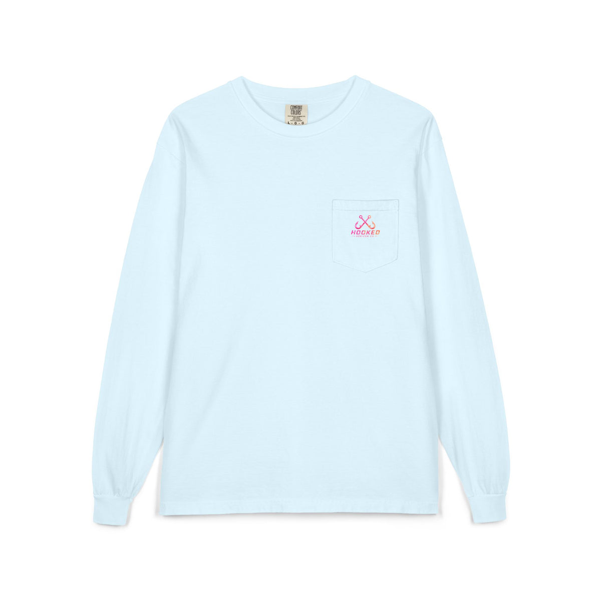 Hot Pink & Peach Hooked Horizon Co. — Classic Logo Unisex Long Sleeve Pocket T-Shirt