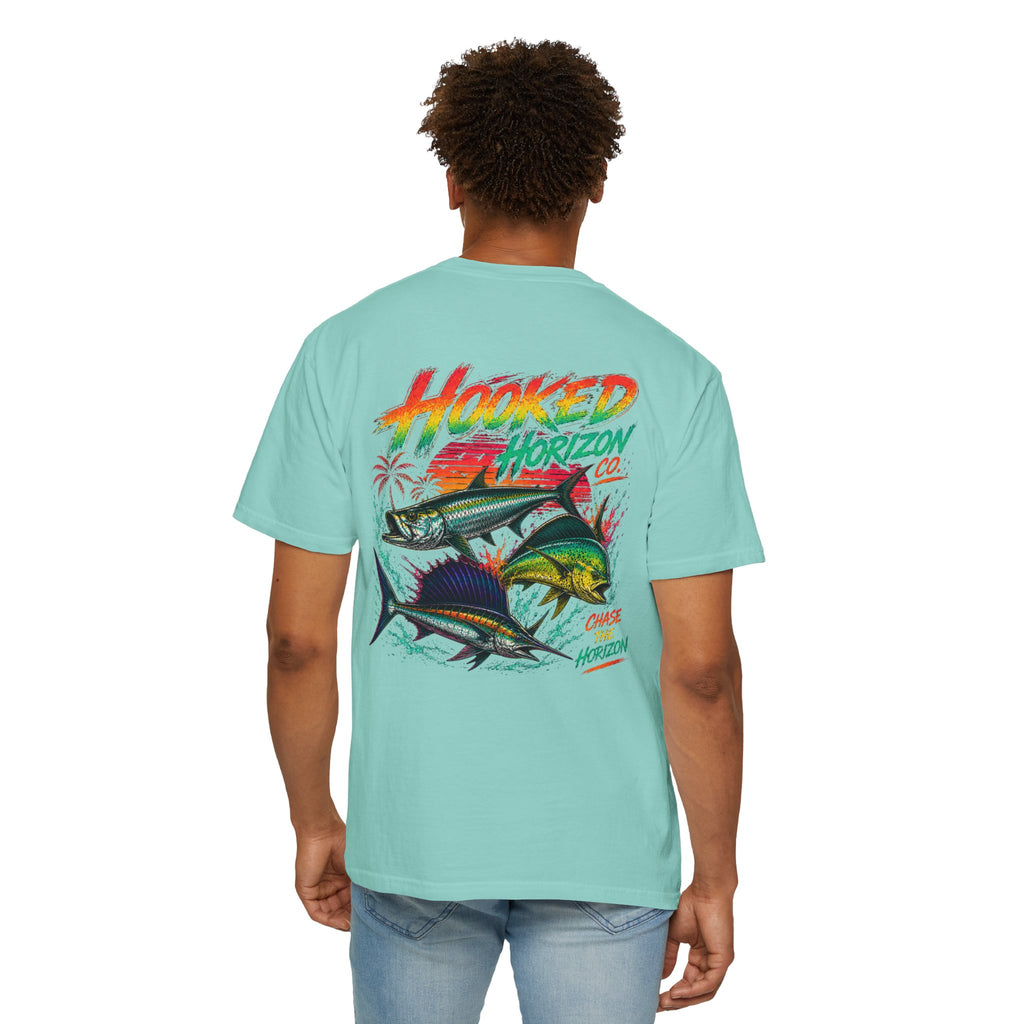 Retro 80s Tripple Fish Fishing Tee — Hooked Horizon Co.  Angler Gifts Ocean Lover Gifts