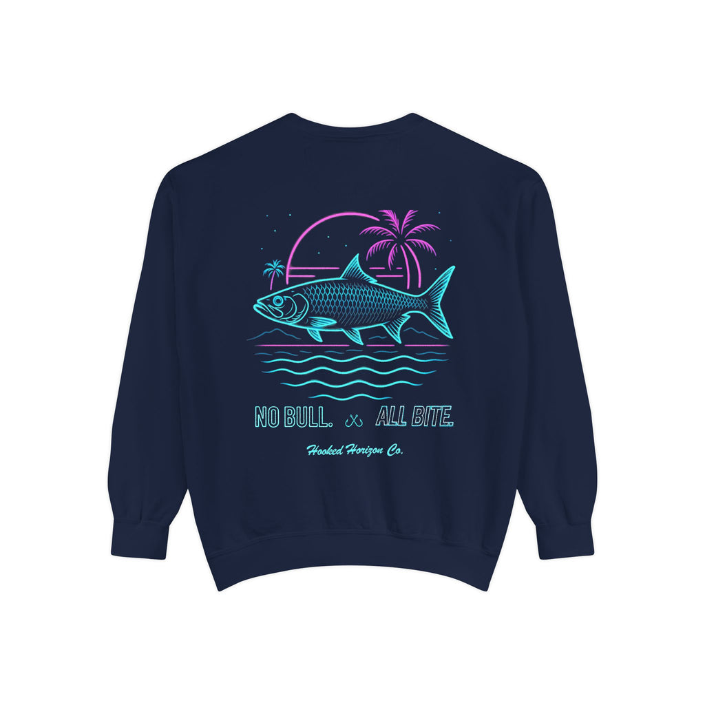 Vintage vibes Neon Tarpon Sweatshirt– Hooked Horizon Co. Ocean apparel, Gifts for Him & Her, Ocean Conservation, Soft Unisex Garment-Dyed Sweatshirt