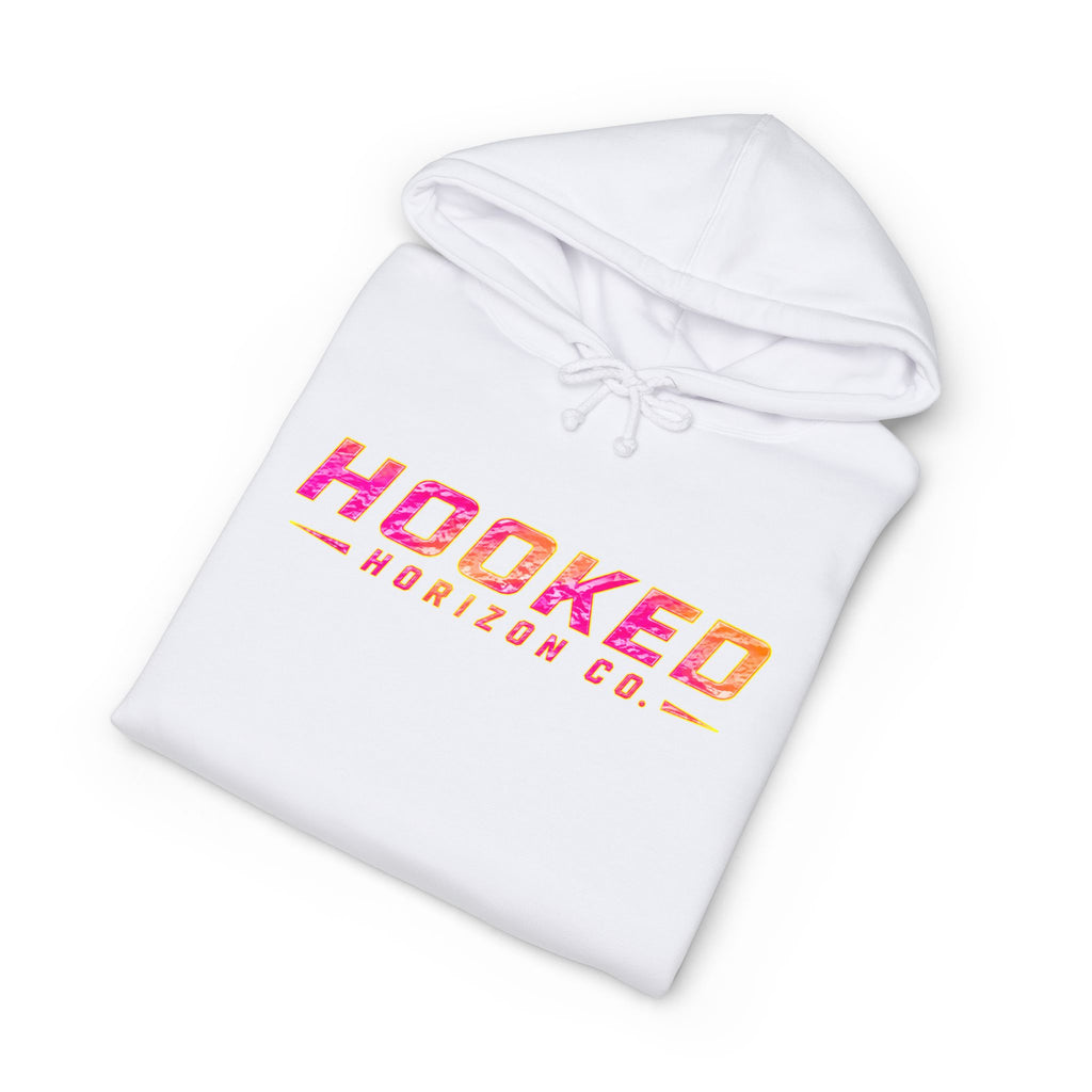 Hot Pink & Peach Hooked Horizon Co. — Fishing Back Graphic Hoodie, Multiple Color Variations
