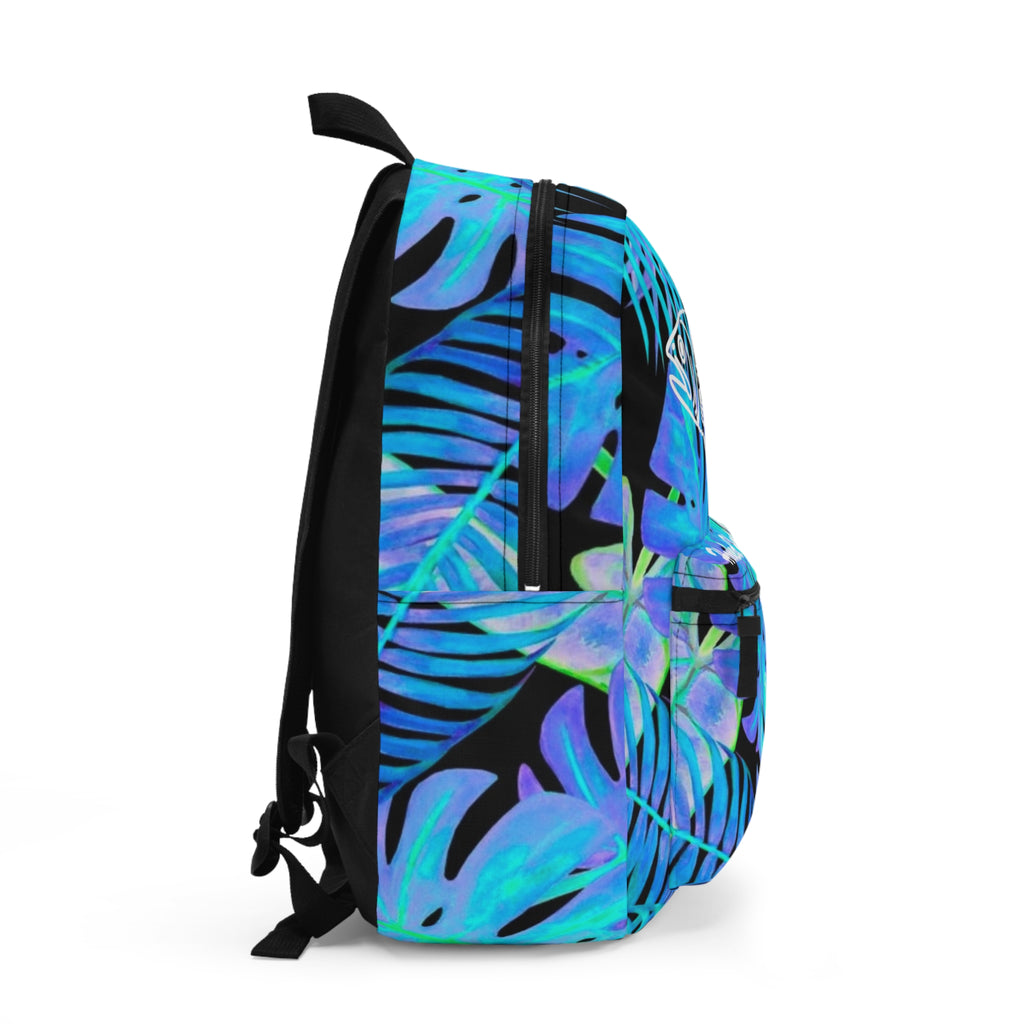 Tropical Fish Skeleton Backpack – 'Hooked Horizon Co.' Blue Leaf Beach Bag