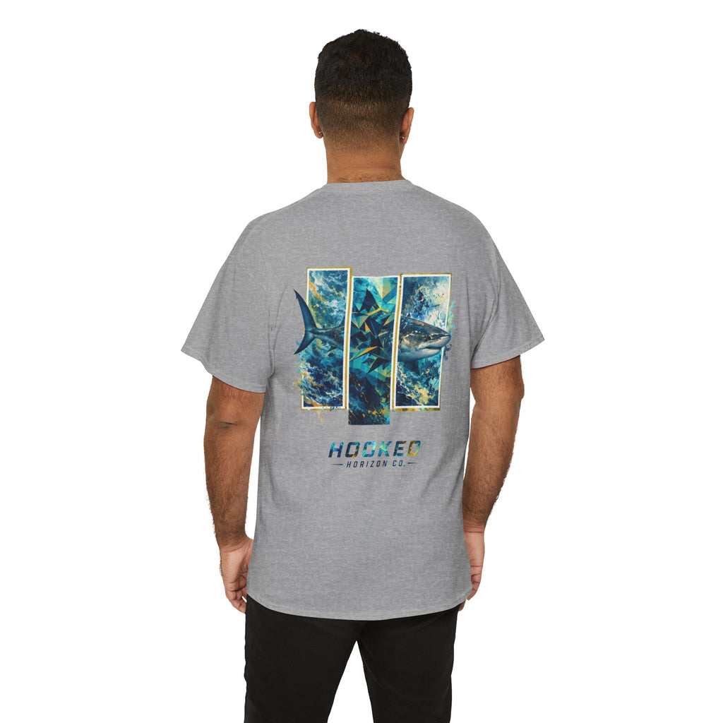 Bull Shark Hooked Horizon Co Tee—Ocean Graphic Tee — "Beloved" Ray Design