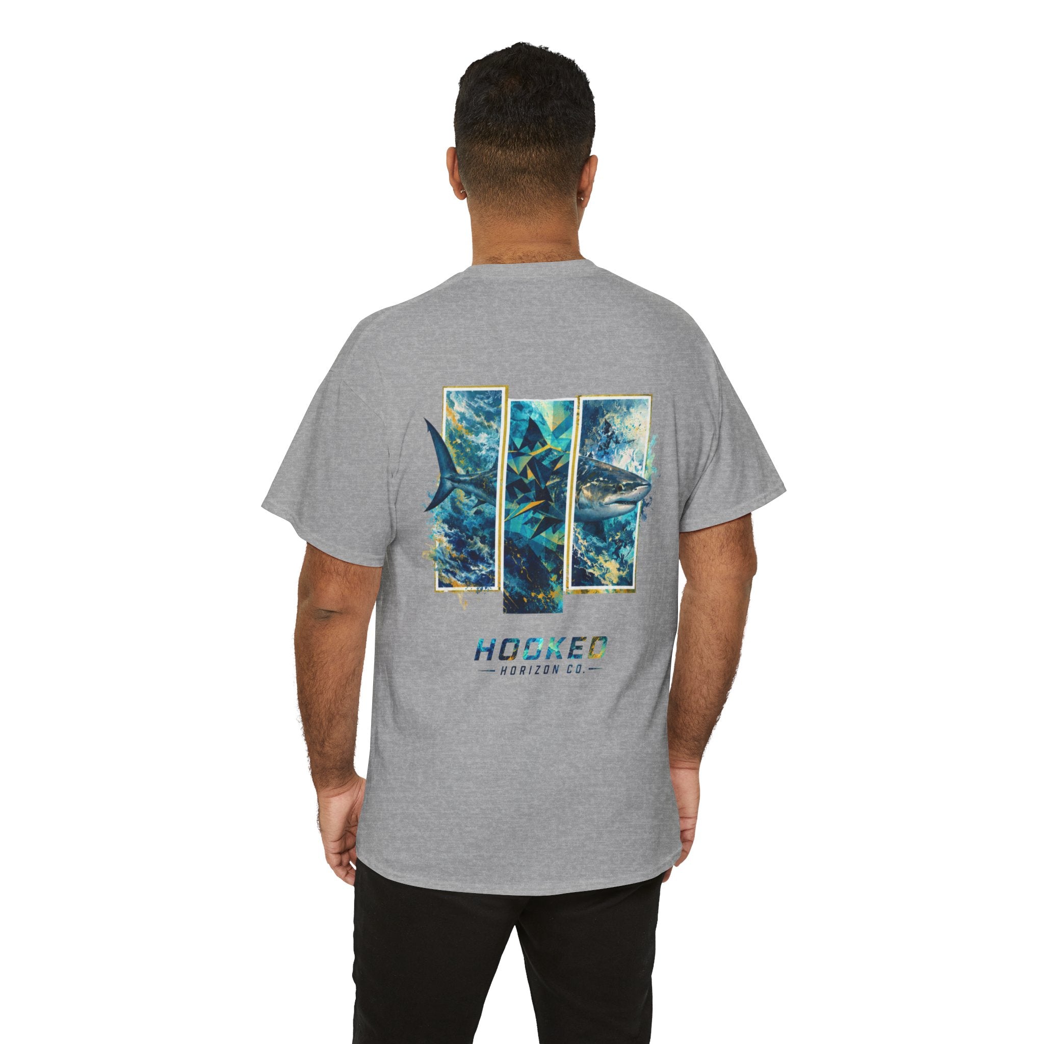 Bull Shark Hooked Horizon Co Tee—Ocean Graphic Tee — "Beloved" Ray Design