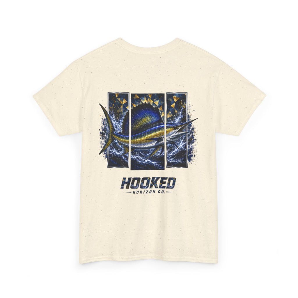 Sail Fish Hooked Horizon Co Tee—Ocean Graphic Tee — "Beloved" Ray Design