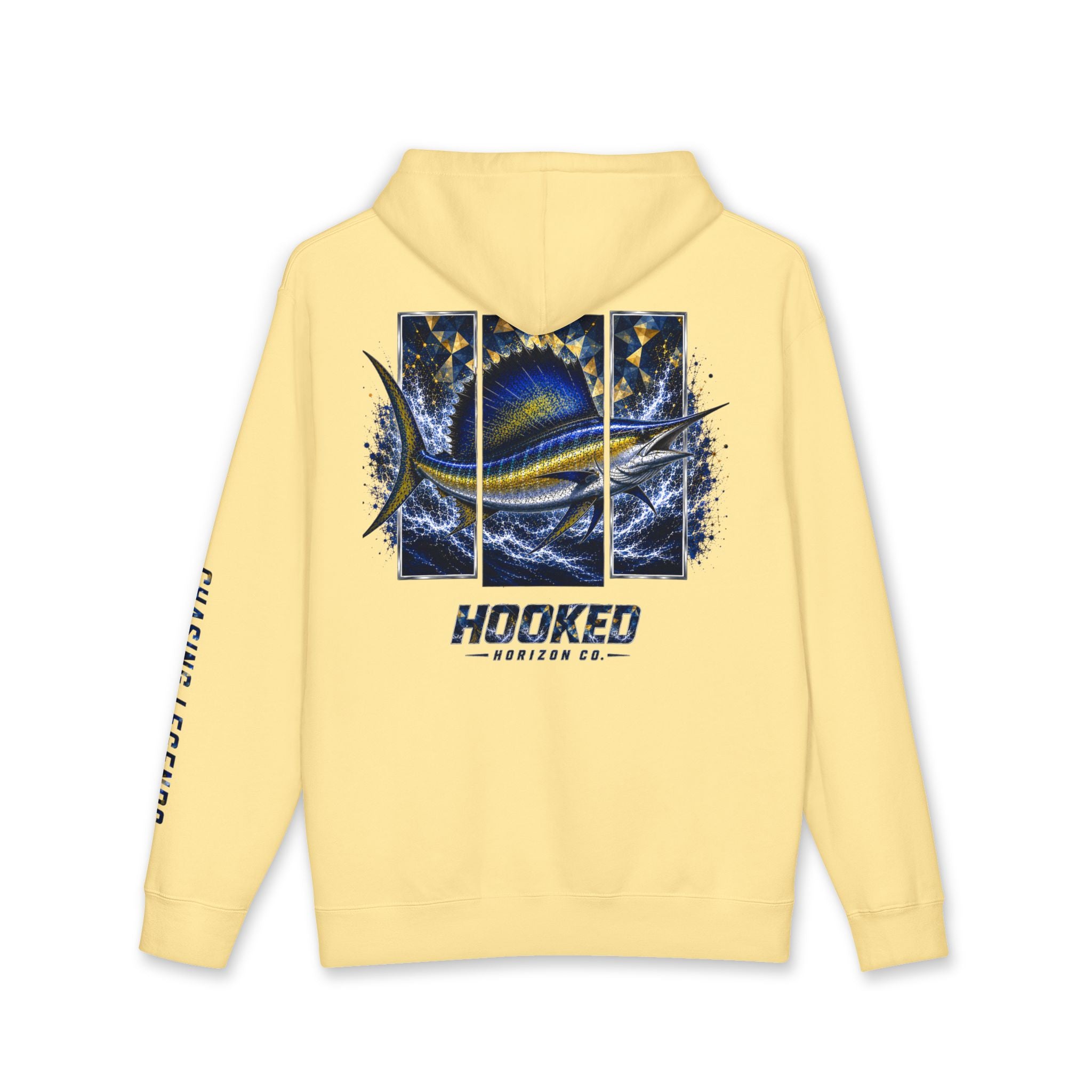 Sail Fish Hoodie Hooked Horizon Co. — Fishing Back Graphic Hoodie, Multiple Color Variations