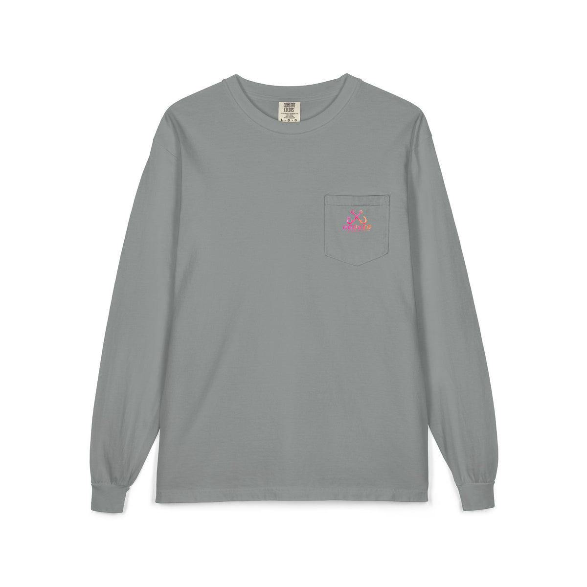 Hot Pink & Peach Hooked Horizon Co. — Classic Logo Unisex Long Sleeve Pocket T-Shirt