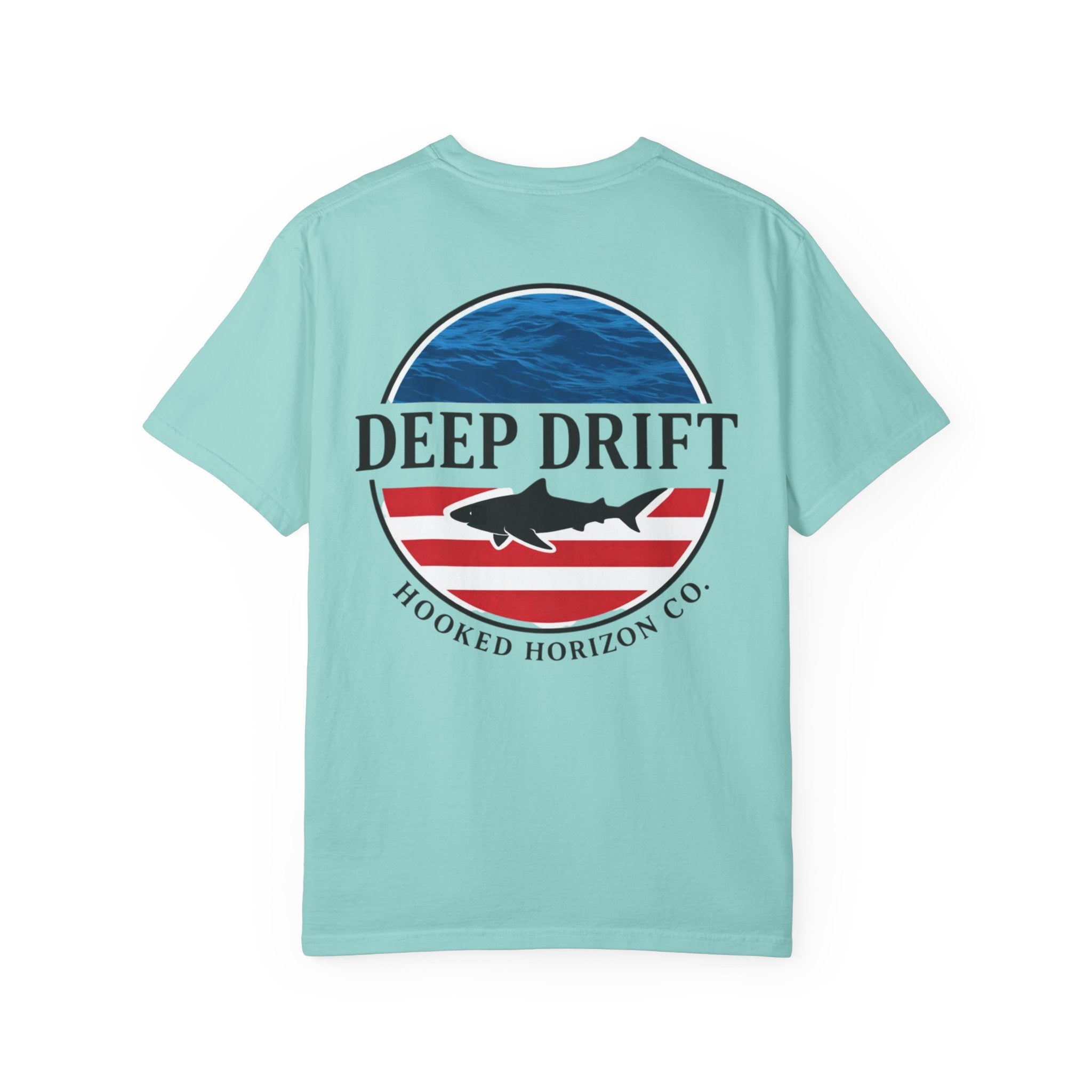 USA Deep Drift Fishing T-Shirt - RED, WHITE & BLUE Fishing Tee for Angler Lovers, Shark Lovers, Ocean Tee