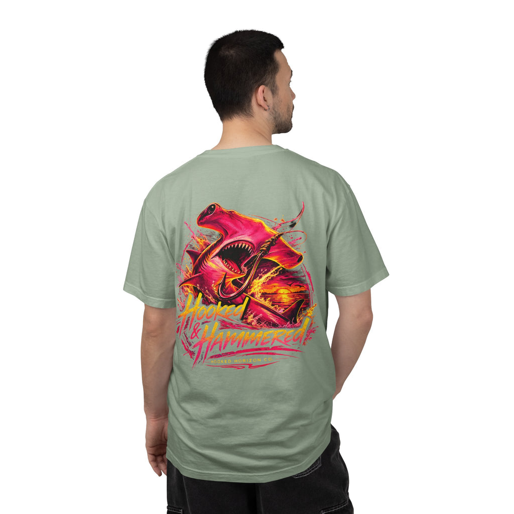 Hooked & Hammered Fishing T-shirt, Hooked Horizon Co, Angler Gifts, Shark Lovers