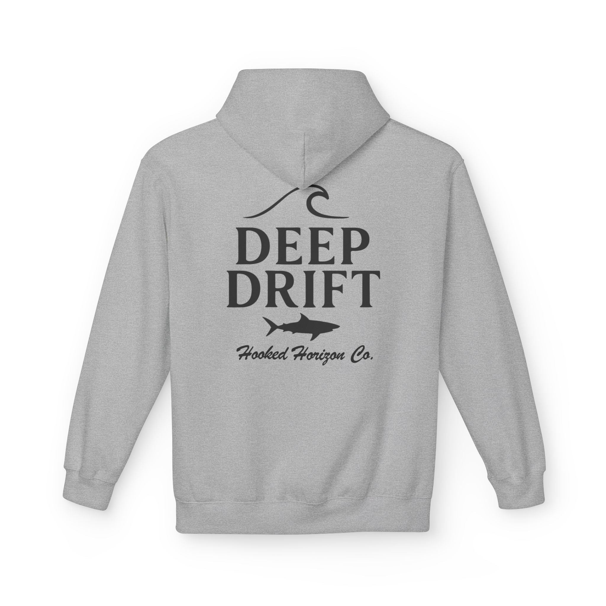 Deep Drift Wave & Shark Fishing Hoodie — Hooked Horizon Co. Pullover, Multiple Color Variations