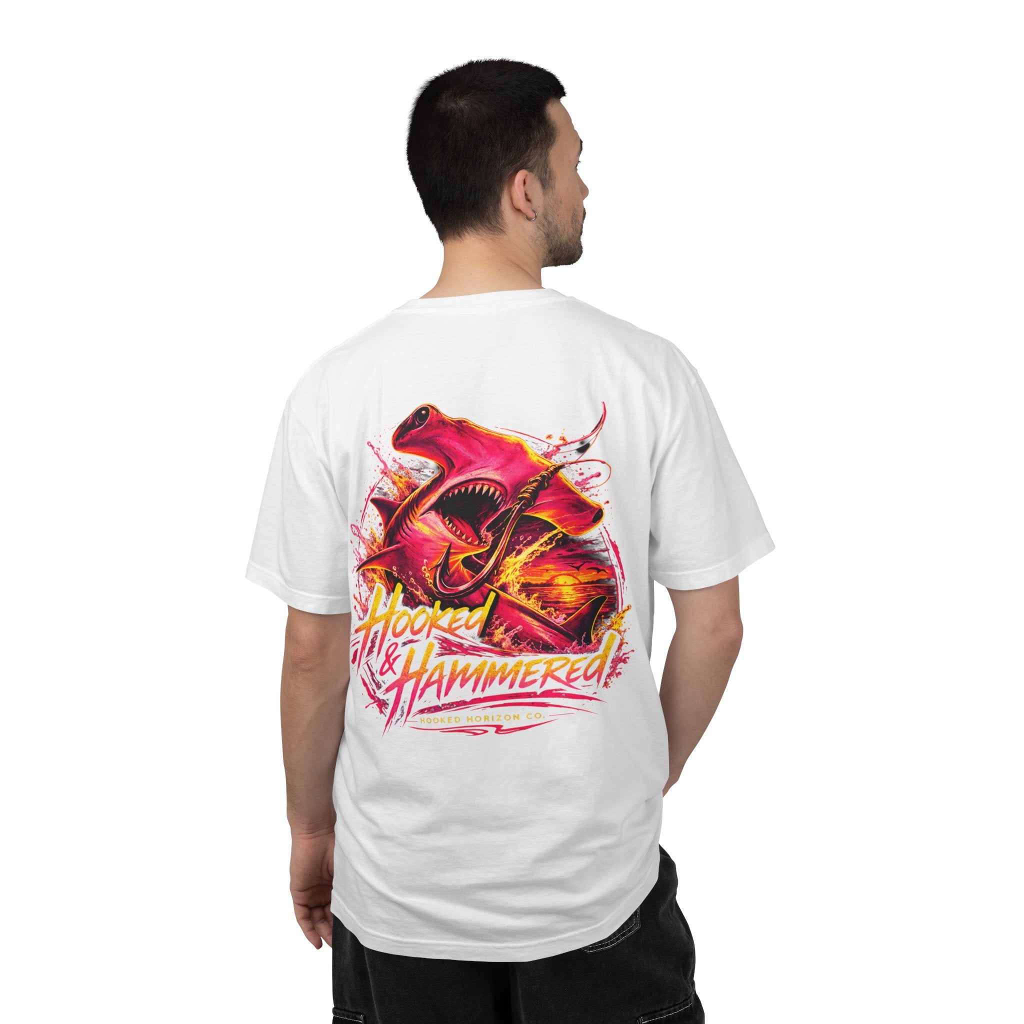 Hooked & Hammered Fishing T-shirt, Hooked Horizon Co, Angler Gifts, Shark Lovers