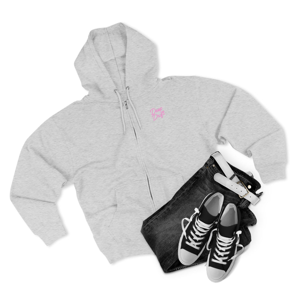 Neon Deep Drift Coral & Turtle Hooked Horizon Co. Unisex Zip Hoodie for Ocean Lovers, Nautical Fashion, Cool Weather Gear, Everyday Comfort, Perfect Gift