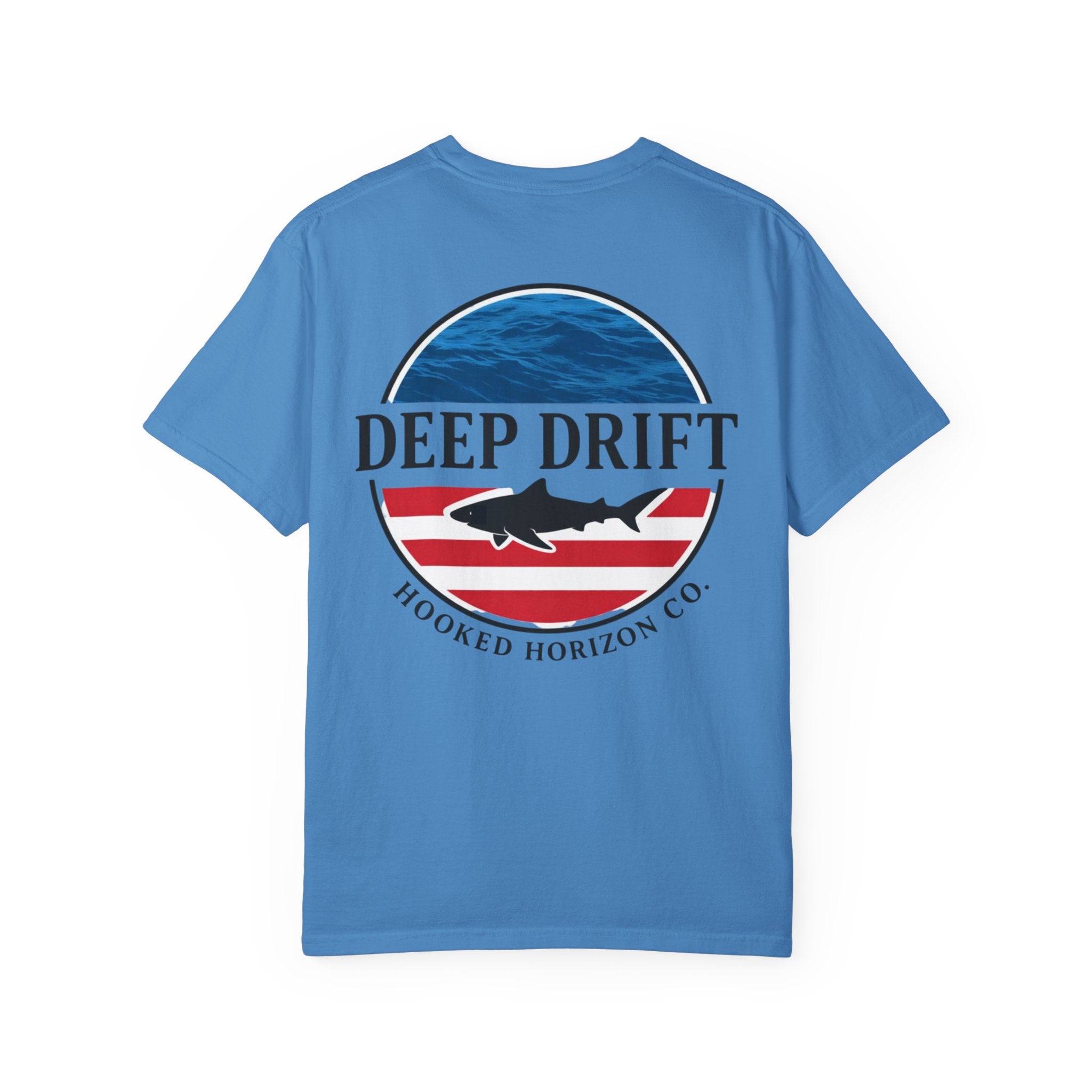 USA Deep Drift Fishing T-Shirt - RED, WHITE & BLUE Fishing Tee for Angler Lovers, Shark Lovers, Ocean Tee