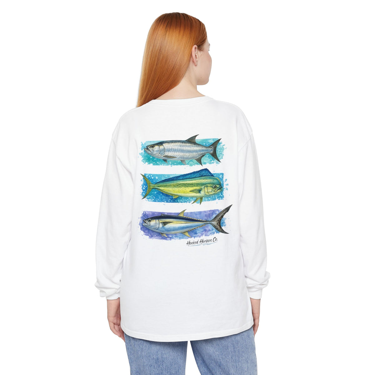 Chasing Legends Tarpon, Mahi Mahi, TunaSaltwater Fish Long Sleeve Tee — Hooked Horizon Co. Graphic Shirt
