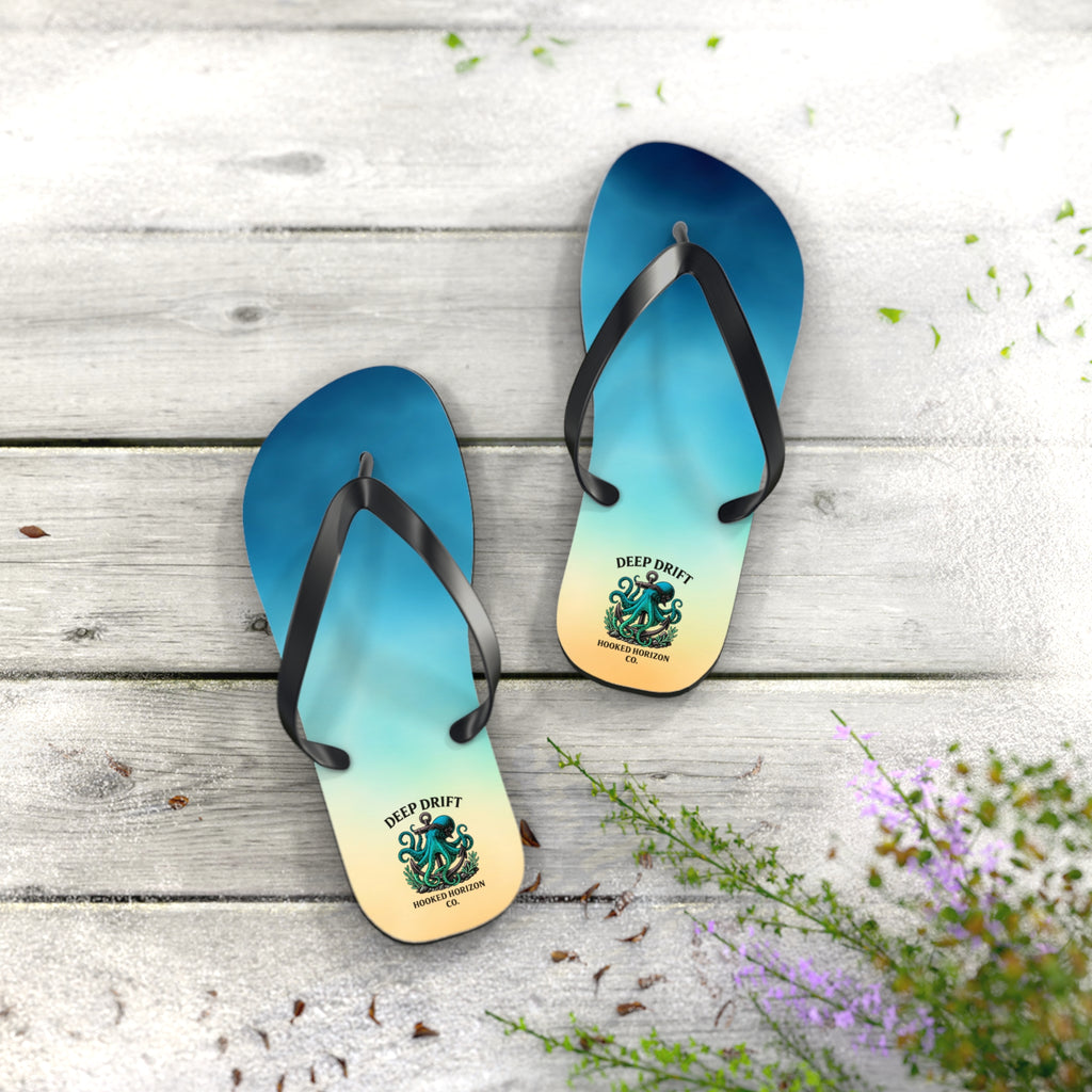 Ocean-Inspired Flip Flops, Summer Sandals, Beach Footwear, Deep Drift, Vacation Essentials, Nautical Gift
