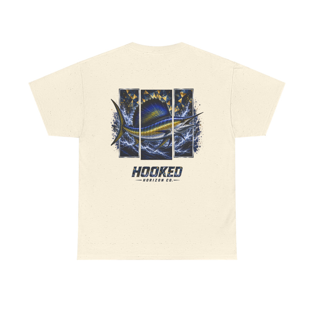 Sail Fish Hooked Horizon Co Tee—Ocean Graphic Tee — "Beloved" Ray Design