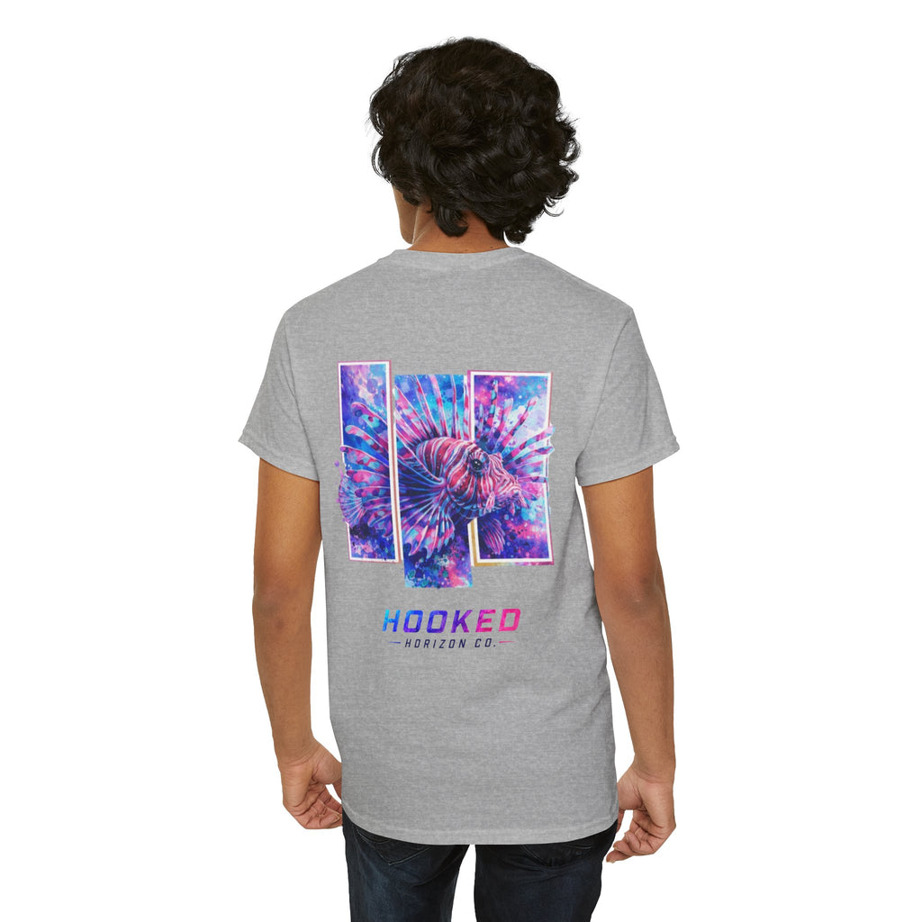 Lion Fish Hooked Horizon Co Tee—Ocean Graphic Tee — "Beloved" Ray Design