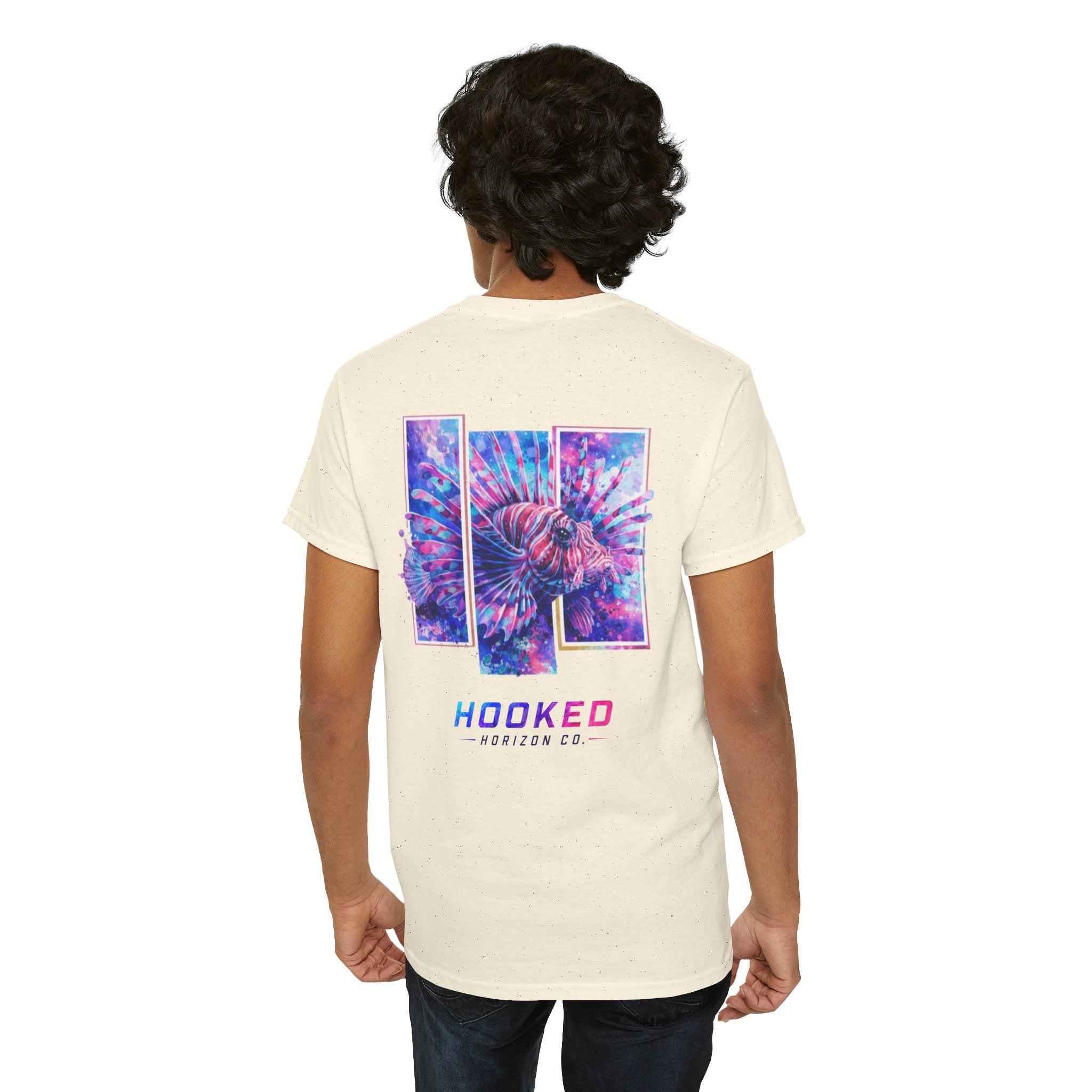 Lion Fish Hooked Horizon Co Tee—Ocean Graphic Tee — "Beloved" Ray Design