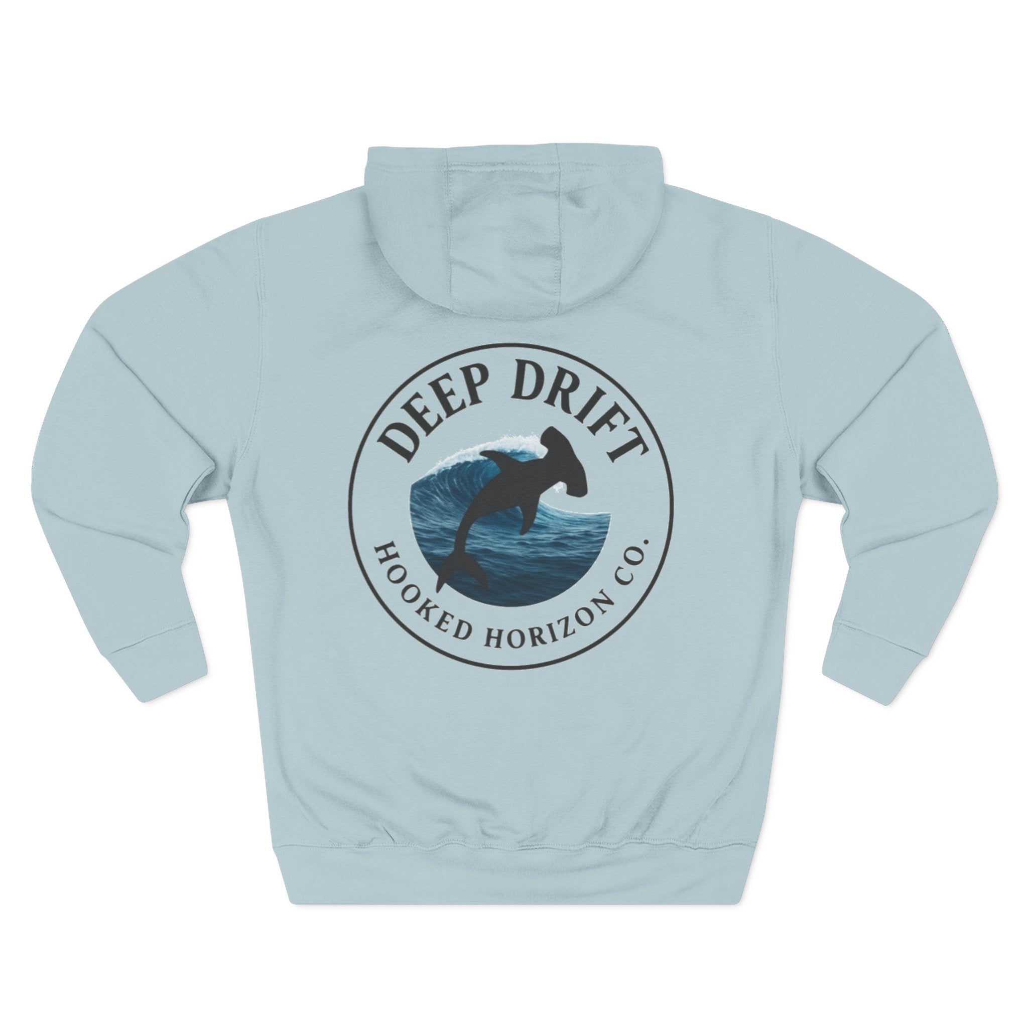 Hammer Head Shark Deep Drift– Hooked Horizon Co. Unisex Zip Hoodie for Ocean Lovers, Nautical Fashion, Cool Weather Gear, Everyday Comfort, Perfect Gift
