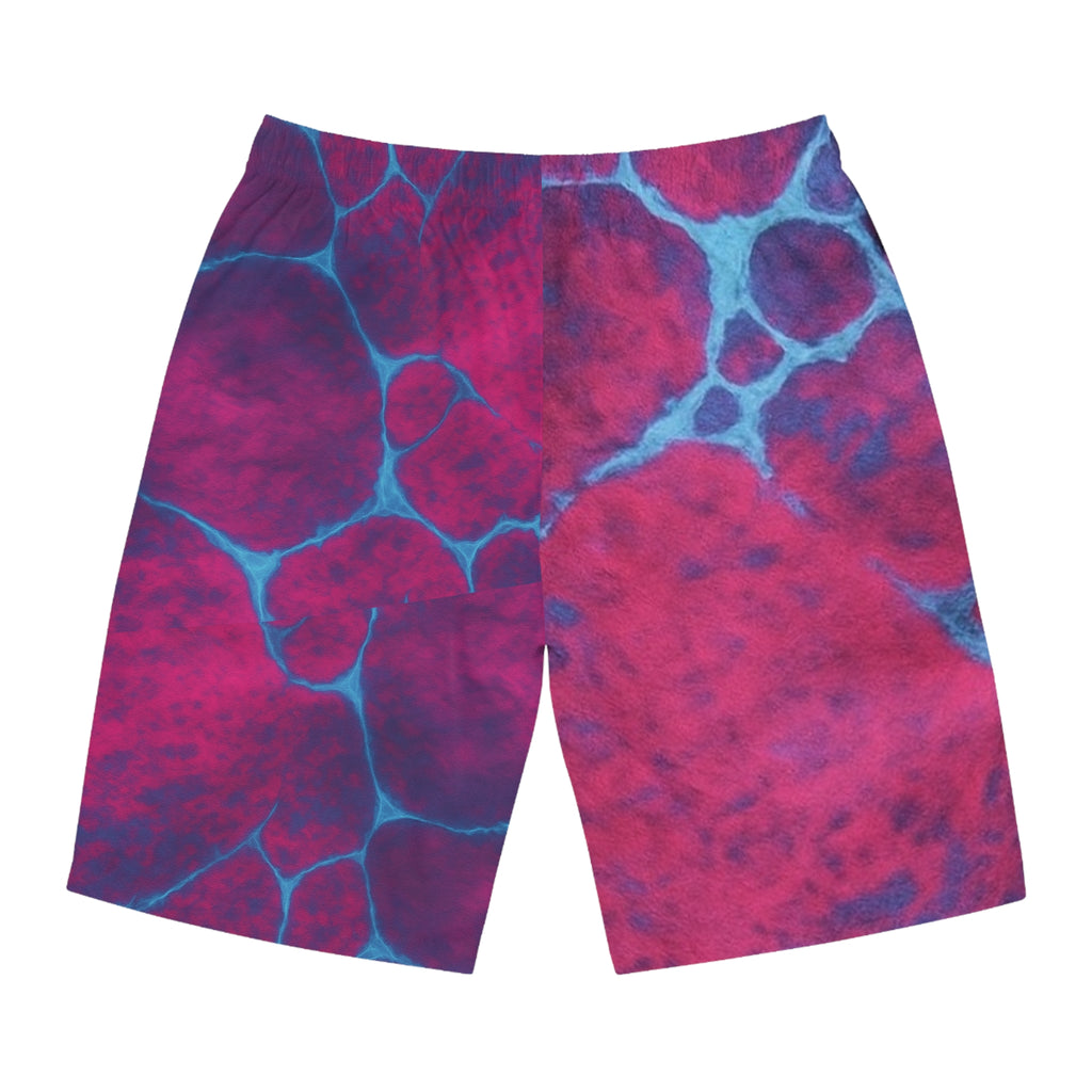 Magenta and Turquoise Ocean-Inspired Board Shorts, Swimwear for Beach Days, Summer Vacations, Pool Parties, Surfing Attire, Water Sports