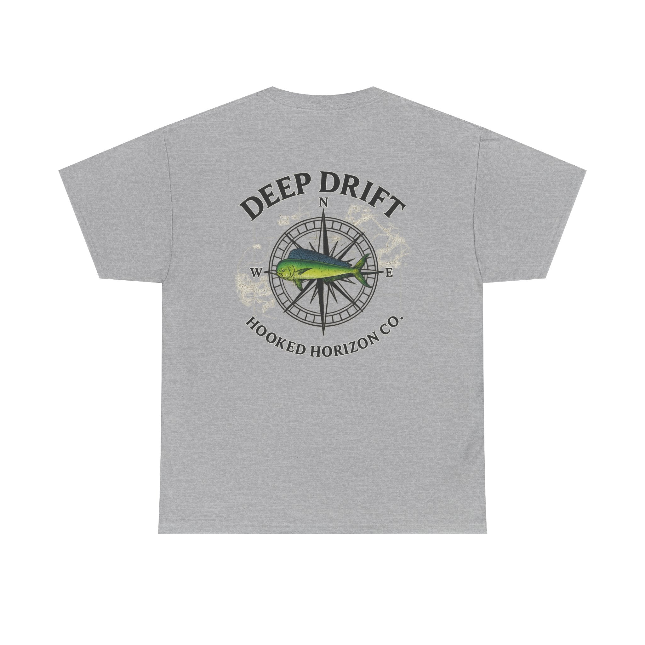 Compass Fishing T‑Shirt — "Deep Drift" Compass Design by Hooked Horizon Co.