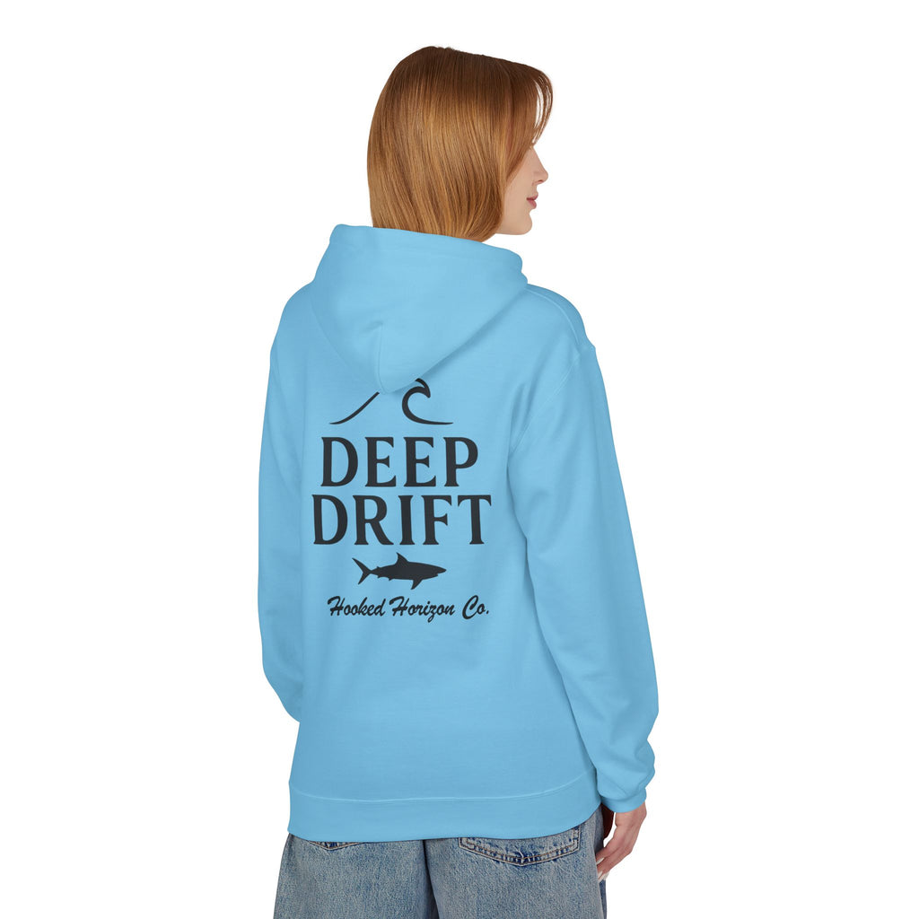 Deep Drift Wave & Shark Fishing Hoodie — Hooked Horizon Co. Pullover, Multiple Color Variations