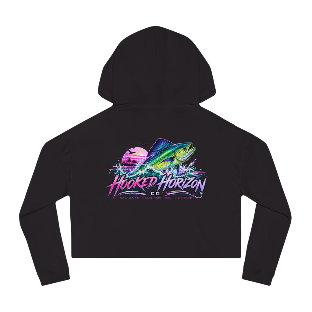 Mahi Color Cropped Hoodie — Hooked Horizon Fishing Graphic