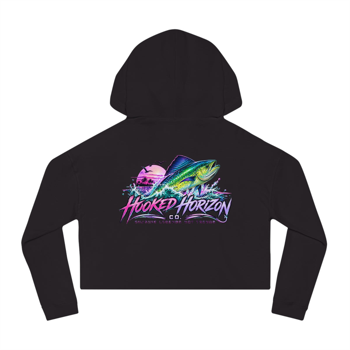Mahi Color Cropped Hoodie — Hooked Horizon Fishing Graphic