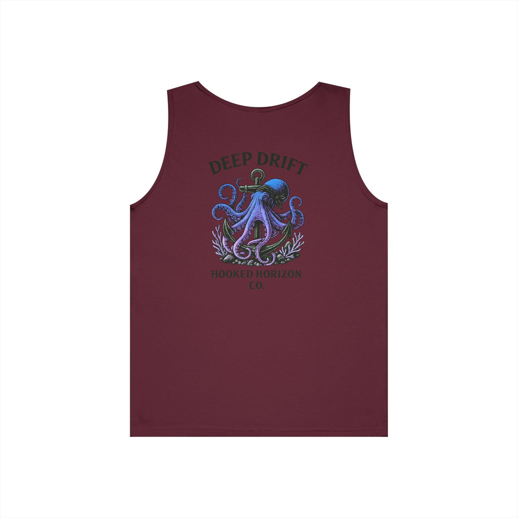 Purple Deep Drift Octopus Graphic Tank Top, Summer Beach Wear, Unisex Tank, Gift for Ocean Lovers, Nautical Tees, Camping Apparel