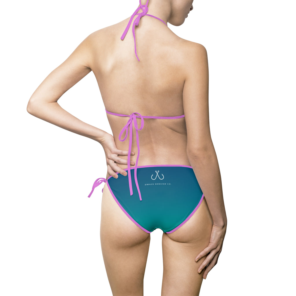 Blue To Sea Green Ombre Bikini –  Hooked Horizon Co. Swimsuit, Summer Beachwear, Swimwear for Vacations, Pool Parties, Tropical Getaways, Custom Strap Colors – Multiple Variations