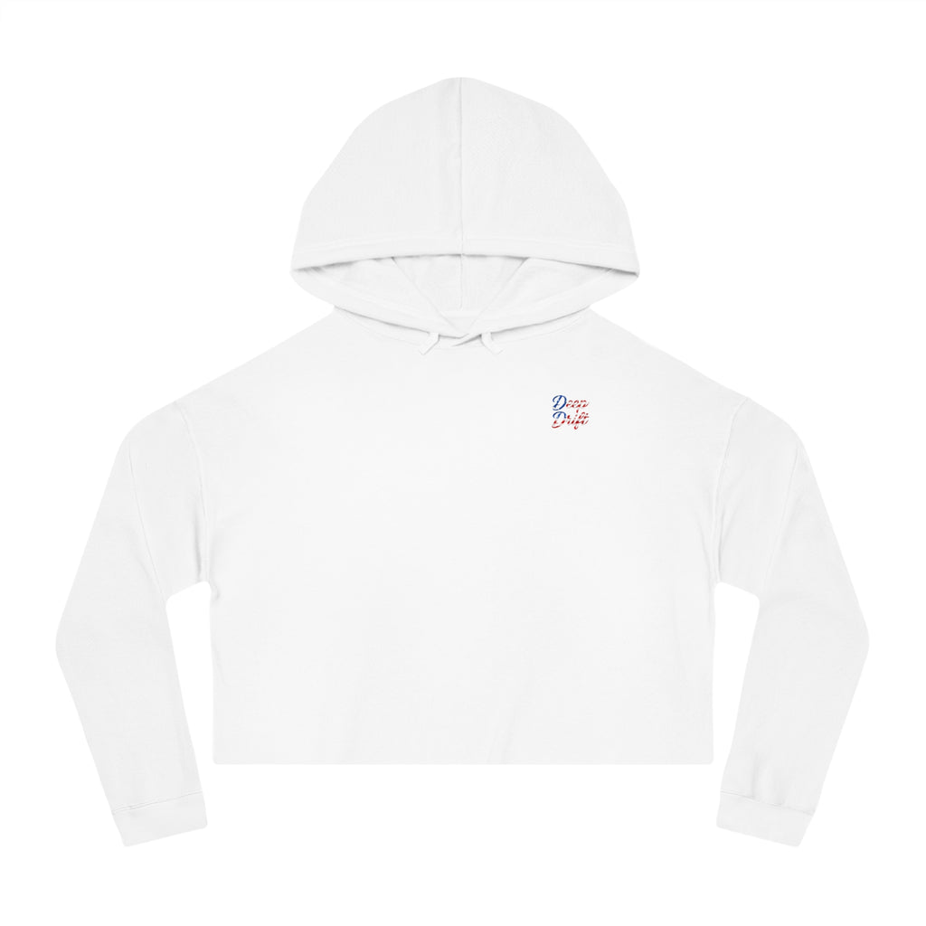 USA Cropped Hoodie - "Deep Drift" Fishing Logo Cropped Hooded Sweatshirt