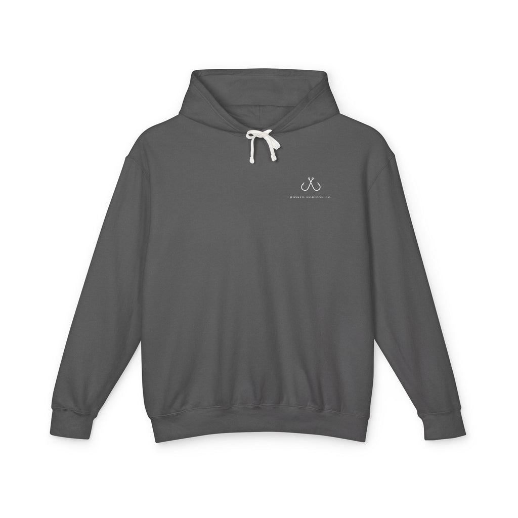Orange Hooked Horizon Co Unisex Lightweight Hoodie with Deep Drift Design | Perfect for Fishermen, Beach Lovers, Casual Outings, Gift for Him/Her, Nautical Style,  Ocean Lover Gifts