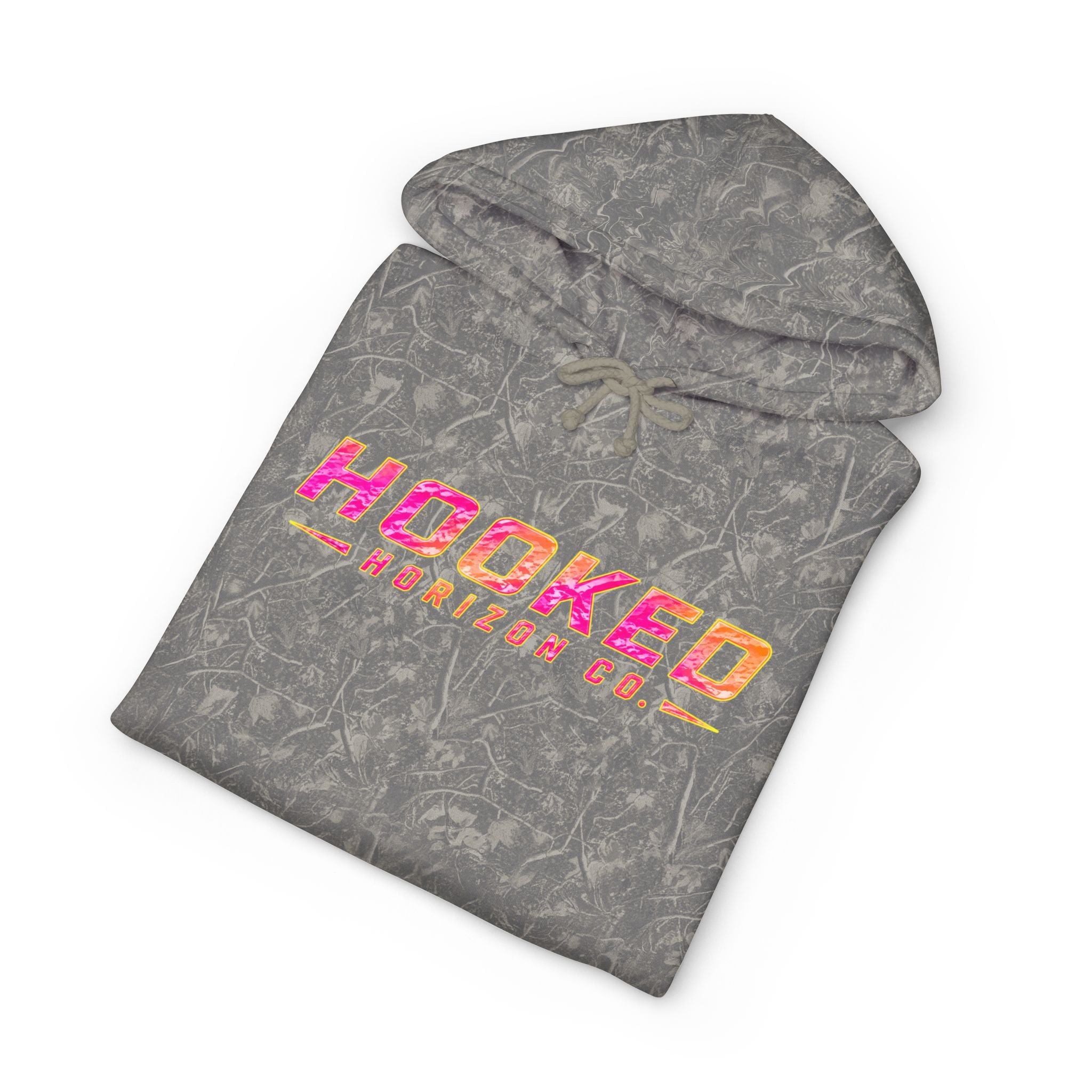 Hot Pink & Peach Hooked Horizon Co. — Fishing Back Graphic Hoodie, Multiple Color Variations