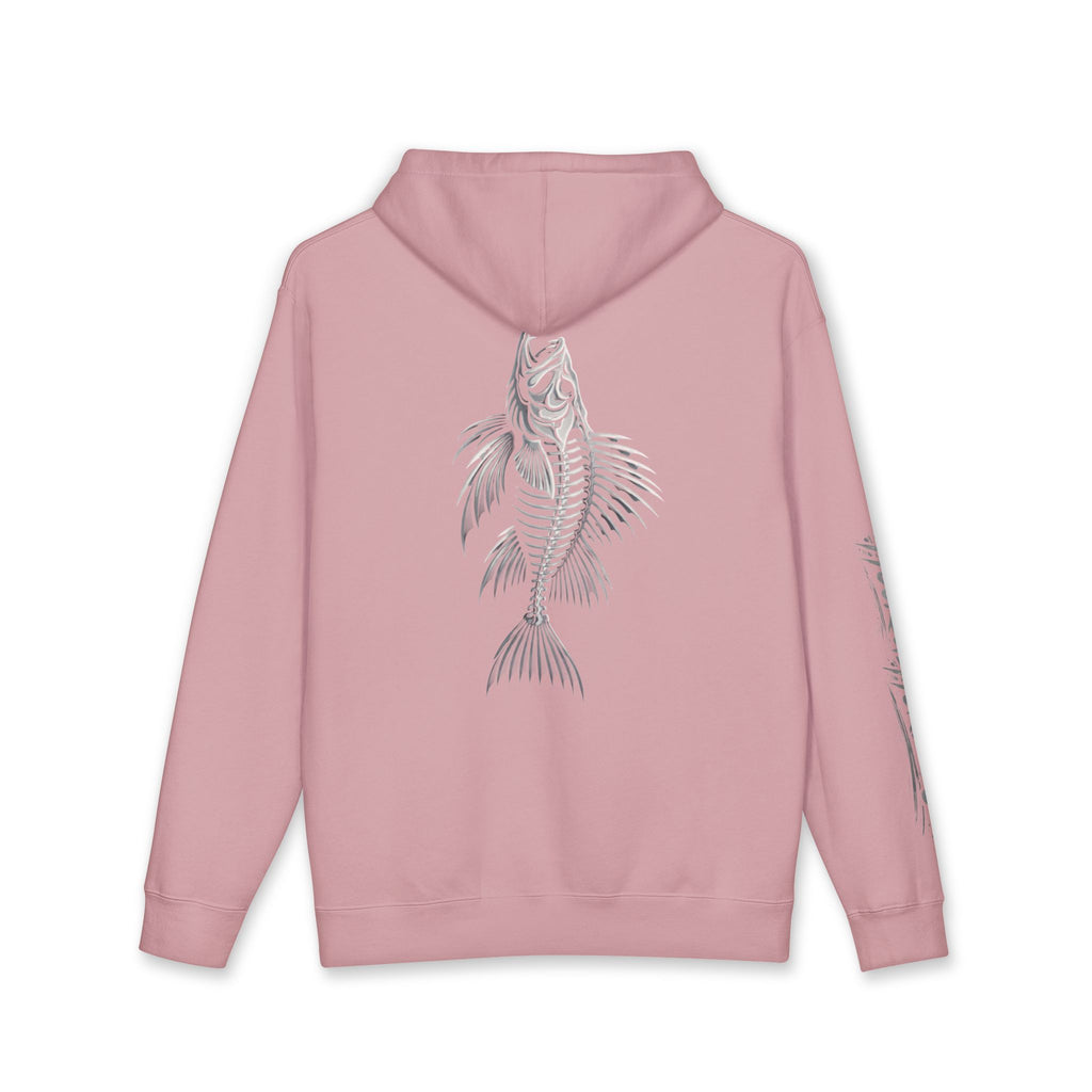 Lion Fish Skeleton Hoodie Hooked Horizon Co. — Minimal Skeletal Fish Back Graphic Hoodie, Multiple Color Variations