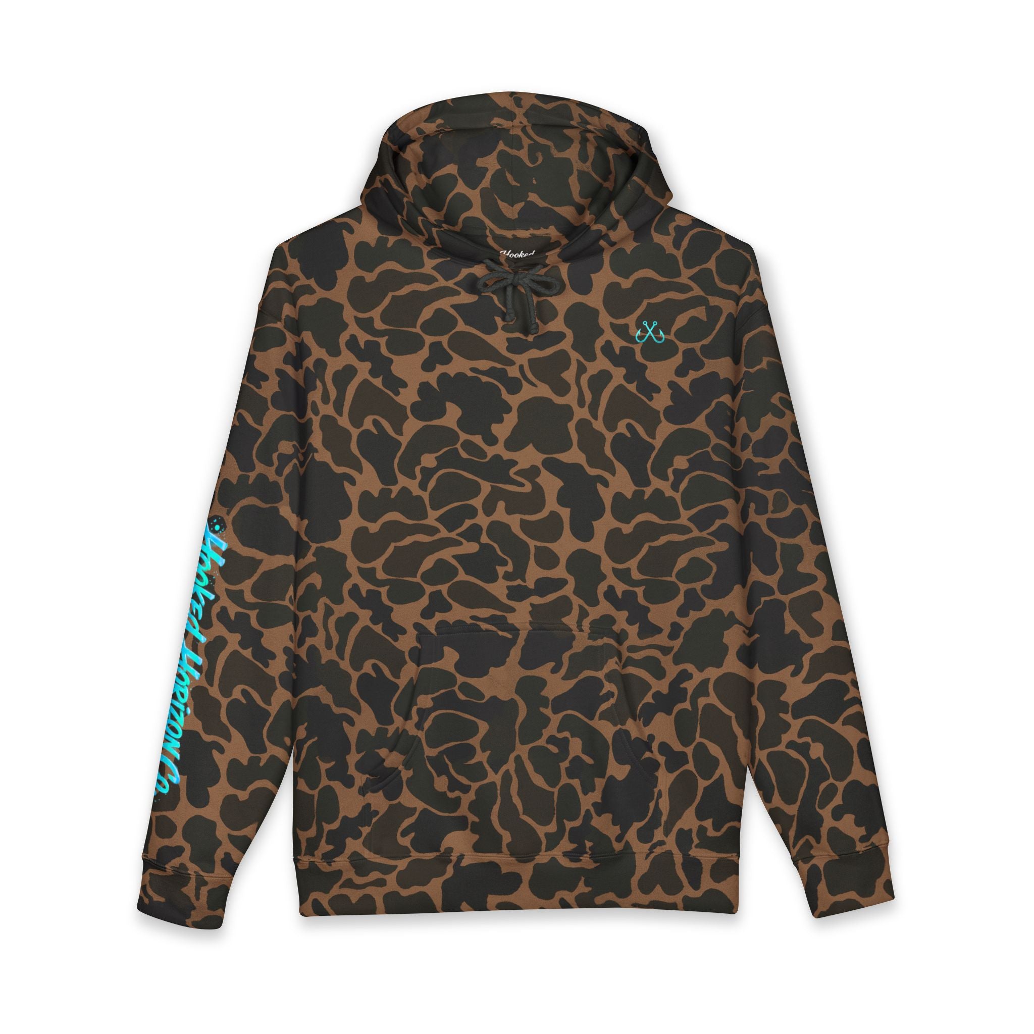 Sea Turtle & Sunset Hoodie Hooked Horizon Co. — Minimal Fishing Back Graphic Hoodie, Multiple Color Variations