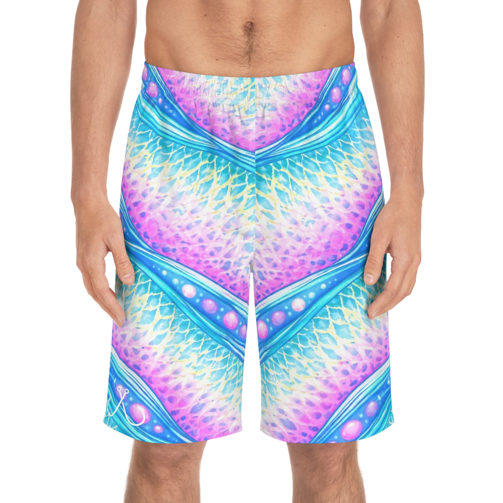 Parrot Fish Ocean-Inspired Board Shorts, Swimwear for Beach Days, Summer Vacations, Pool Parties, Surfing Attire, Water Sports
