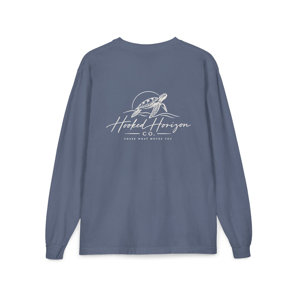 Turtle Hooked Horizon Co. – " Chase What Moves You "Unisex Long Sleeve Pocket T-Shirt