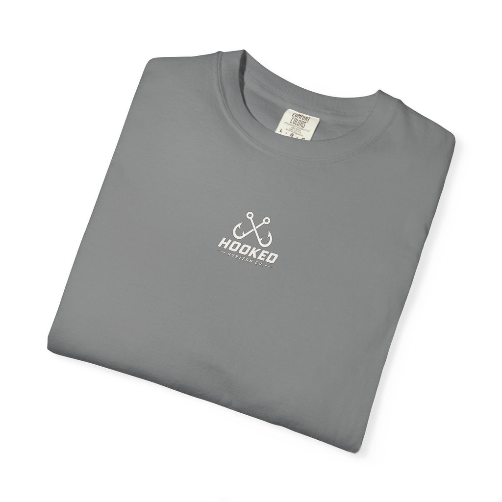 USA Shark Flag T-Shirt — "Hooked Horizon Co." American Fishing Graphic Tee