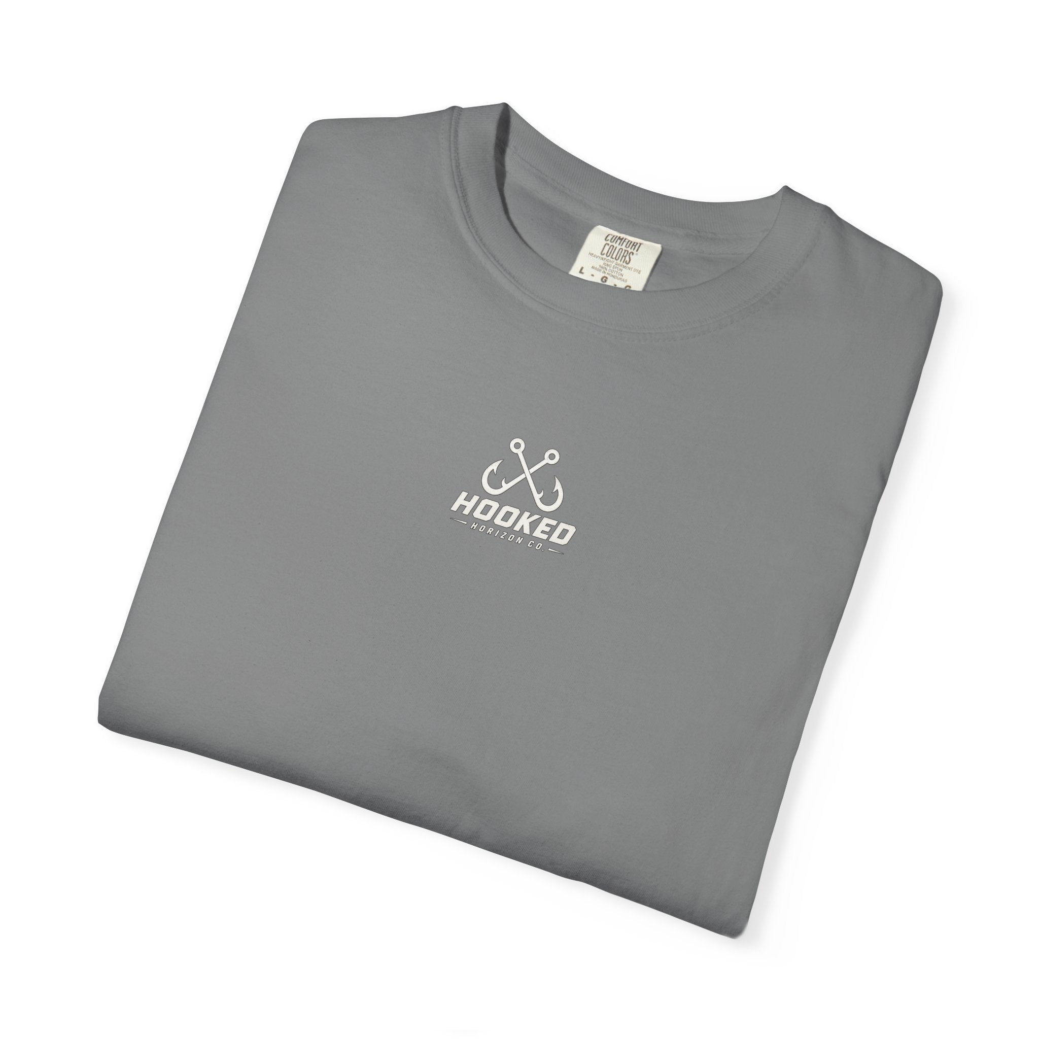 USA Shark Flag T-Shirt — "Hooked Horizon Co." American Fishing Graphic Tee