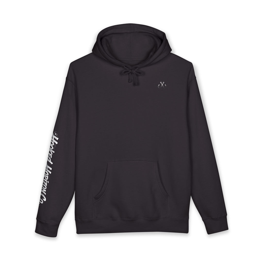 Lion Fish Skeleton Hoodie Hooked Horizon Co. — Minimal Skeletal Fish Back Graphic Hoodie, Multiple Color Variations
