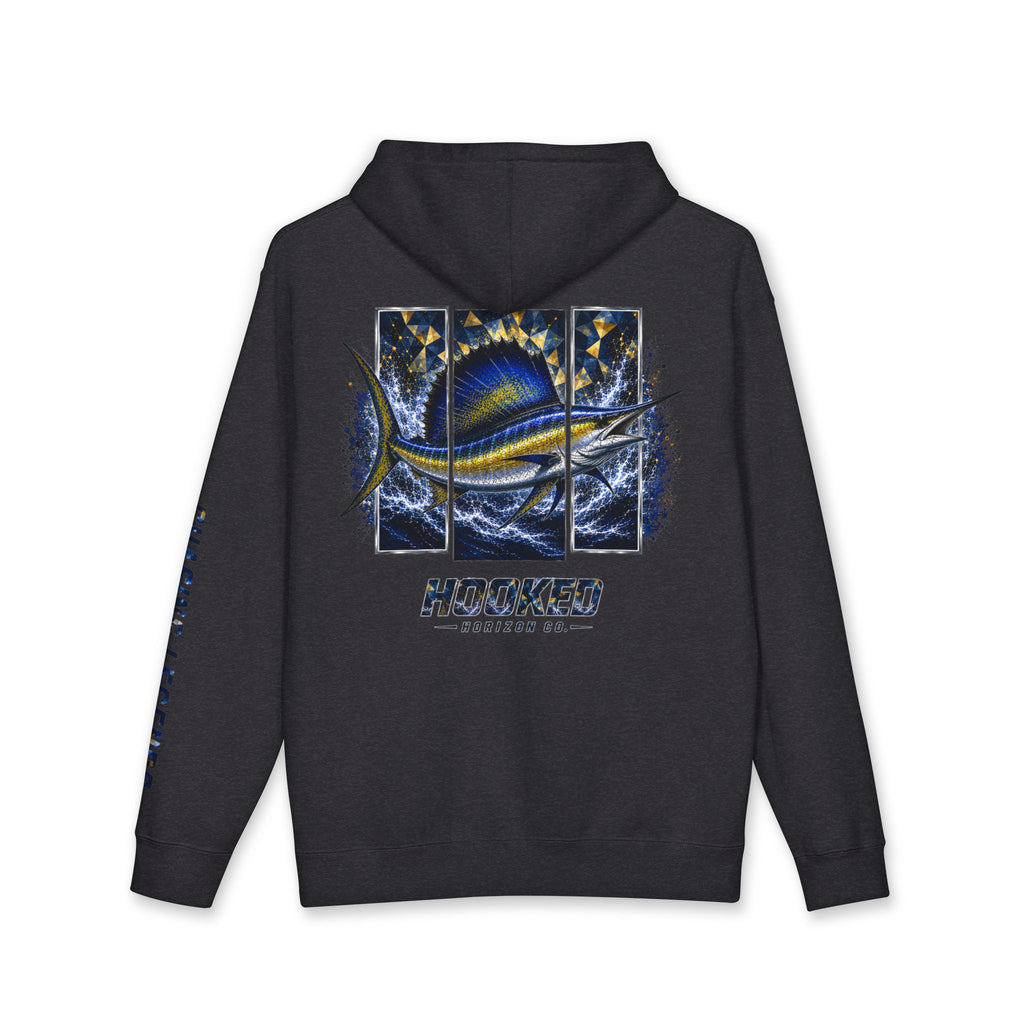 Sail Fish Hoodie Hooked Horizon Co. — Fishing Back Graphic Hoodie, Multiple Color Variations