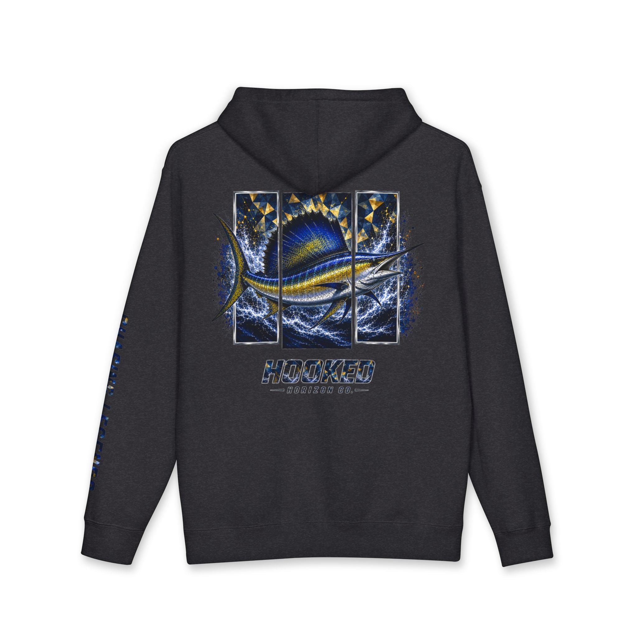 Sail Fish Hoodie Hooked Horizon Co. — Fishing Back Graphic Hoodie, Multiple Color Variations